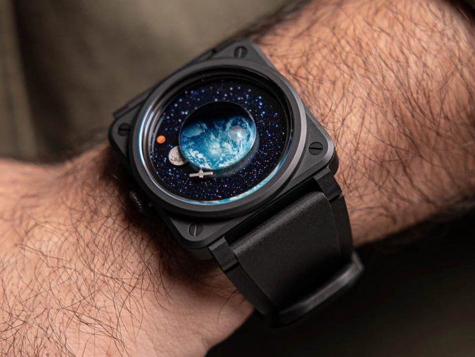 Space-inspired BR-03 Astro watch depicts FPV of Earth, Moon, and Mars from International Space Station