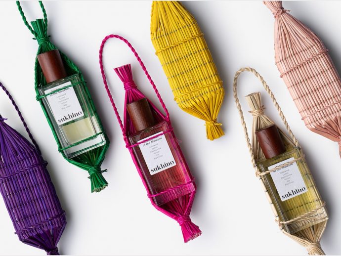 Traditional Korean straw with modern twist protects perfume bottles