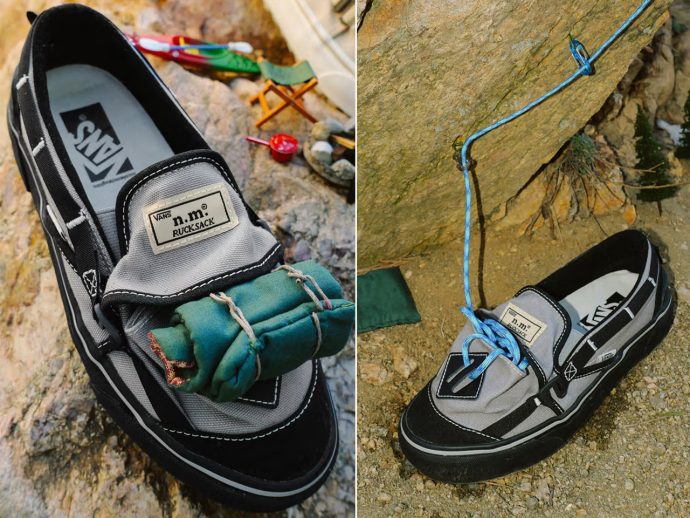 Vans X Nicole McLaughlin Slip-On RS is eco-consciously customized with an array of hiking gear