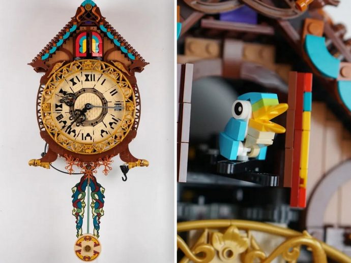 Fully Functional LEGO Cuckoo Clock Has a Self-Winding Design, Pendulum, and Pop-out Cuckoo Bird