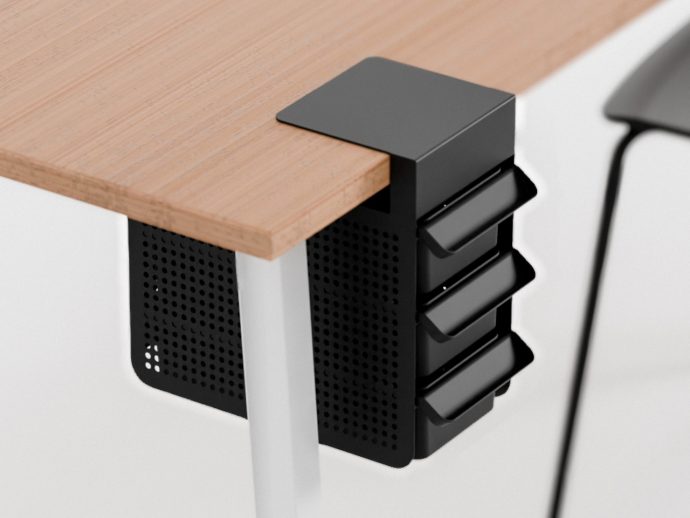 Hanging Add-on Drawer Expands Desk Storage Capacity Without a Single Screw