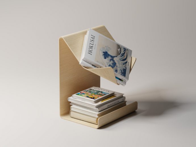 Single-Piece Wooden Magazine Rack Concept Exhibits the Strengths of Simplicity