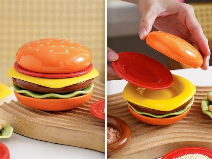 Cheeseburger-Shaped Stackable Plates Are Perfect Decor For People Who Don’t Take Adulting Seriously