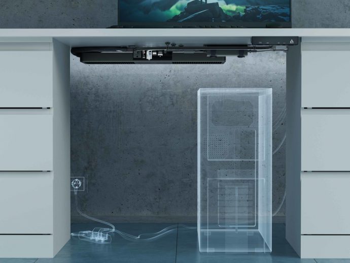 Under-desk PC is designed to keep your desk clean from cables and boxes