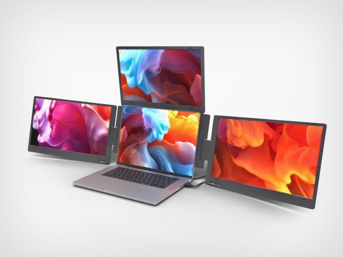 This Wild Triple-Screen Laptop Accessory turns your MacBook into the Ultimate Control Center