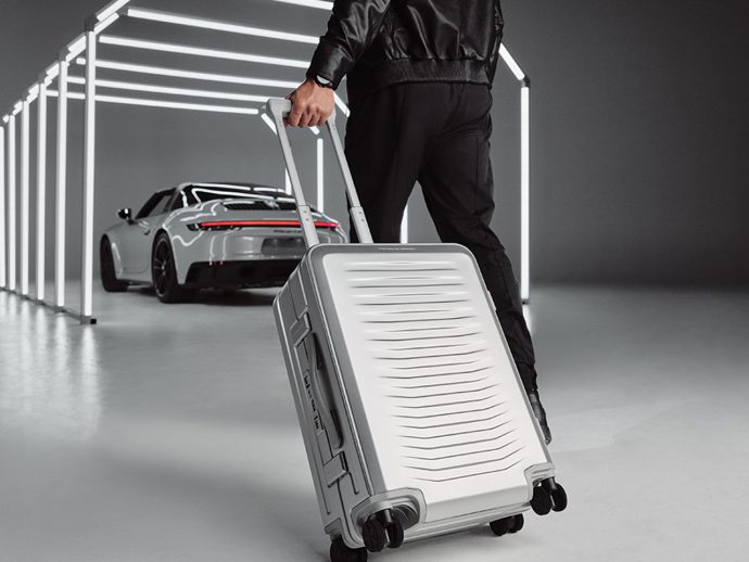 Porsche 911 Targa inspired aluminium suitcase collection emulates the signature door thud