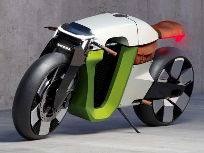 Skoda reimagines its 1899 Slavia B motorcycle in the shape of a futuristic electric concept