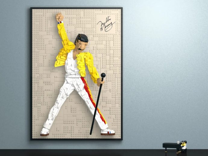 This LEGO Freddie Mercury 3D Poster ‘Will Rock You’ with its 1,985-Brick Design