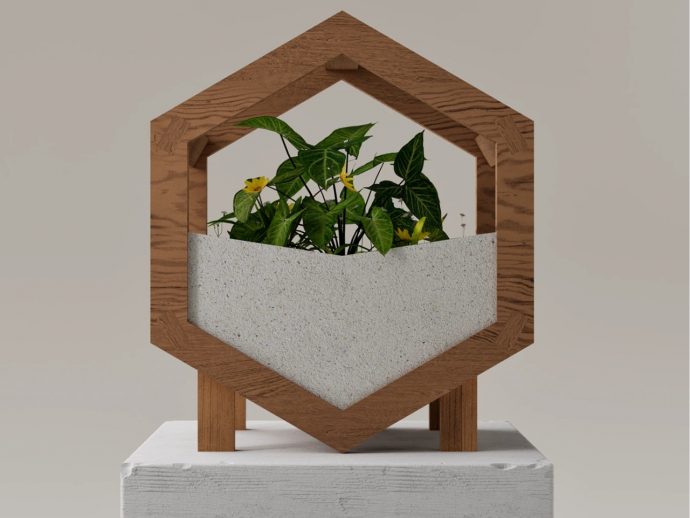 Shelter sculptural planter adapts hexagonal design for your space