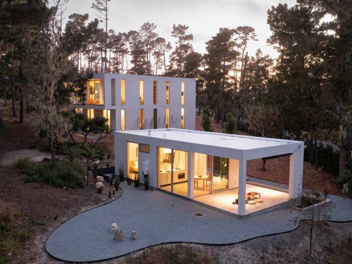 Japandi-Inspired Home Showcases Floating Teahouse, Glass Bridge, & Sunlit Spaces In California