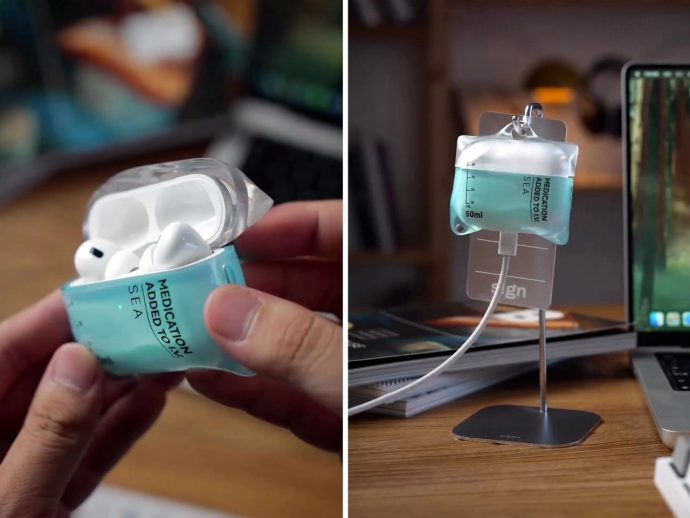 This AirPods Case with an IV Saline Drip Bag aesthetic lets you ‘inject music into your veins’!
