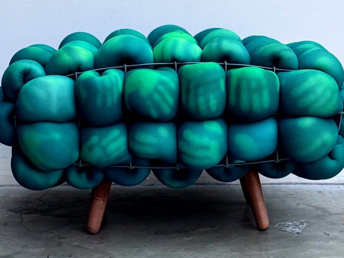 Upcycled Foam Benches change color when touched, like a Mood Ring