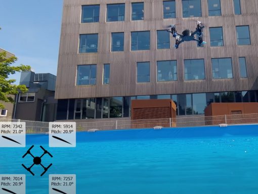 Screenshot from YouTube video showing drone in flight above water