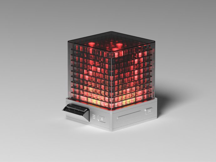 PYRO Lamp Concept Creates a Voxel Fire Display with Metal Firewood