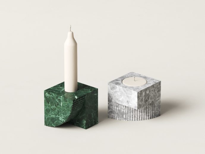 QUB Candlestick Concept Holds Two Candle Types in Minimalist Stone