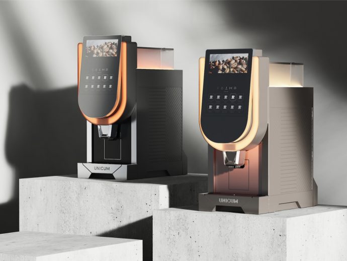 RUNERO Pro is a high-tech, minimalist coffee machine for a quick fix for your cafe dreams