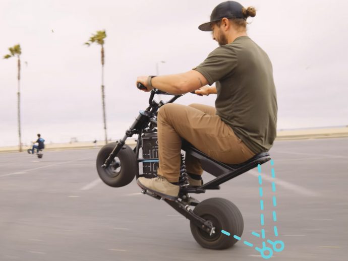 This electric bike autonomously raises up to perform wheelies, zero skills required