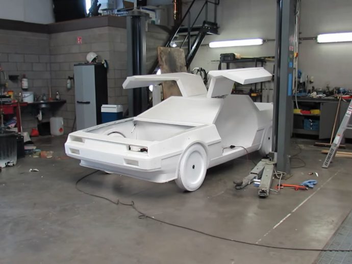 Can this flying DeLorean made out of Styrofoam take on the stress of time travel?