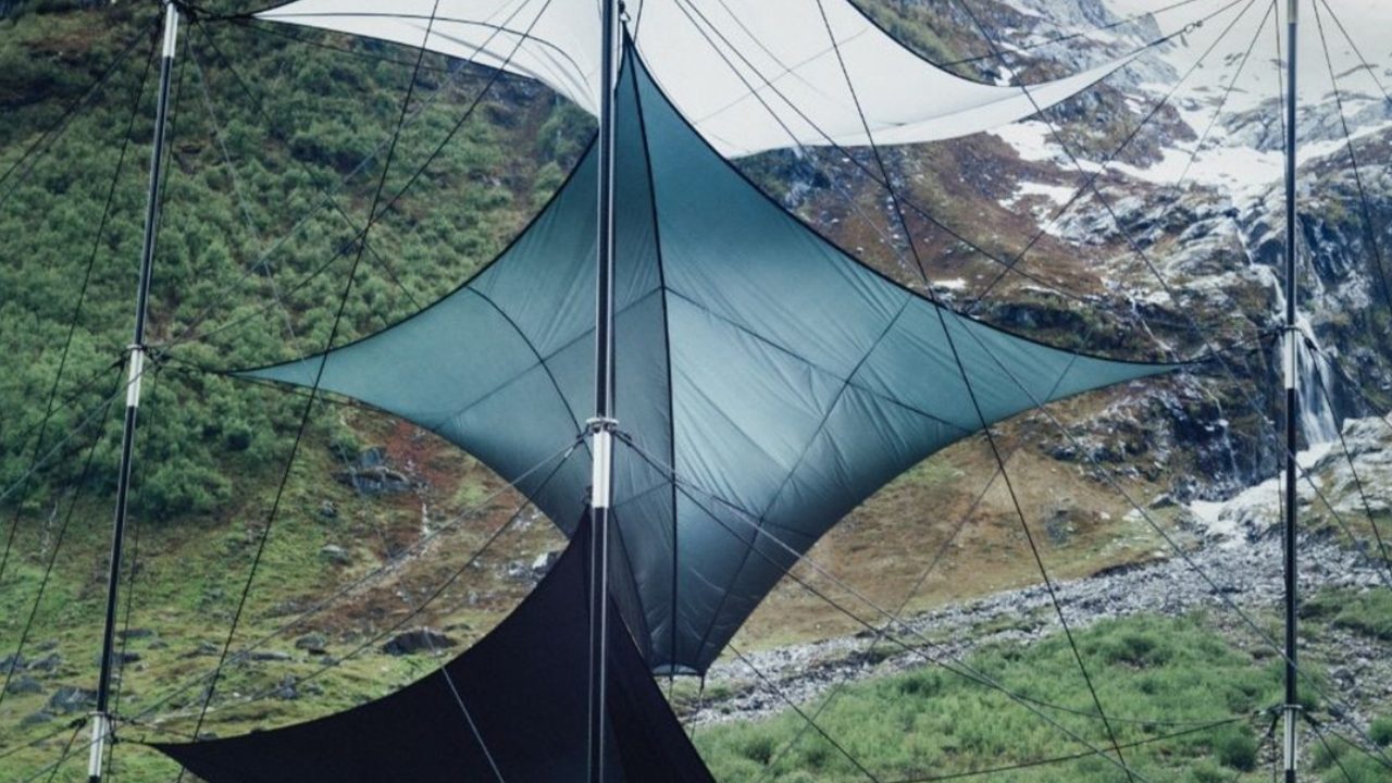 Spectra sculpture for North Face uses ultra durable fabric for
