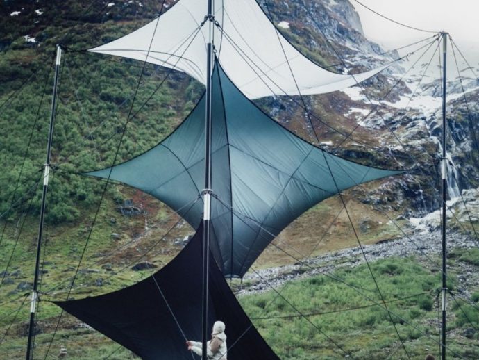 Spectra sculpture for North Face uses ultra durable fabric for outdoor art