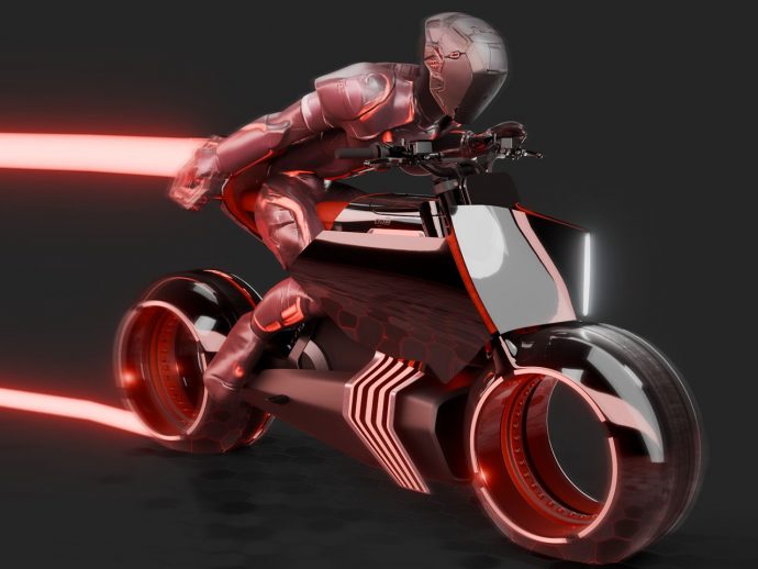 DAB Motors lights up the Future with its Tron-Inspired 80s Futurism Bike