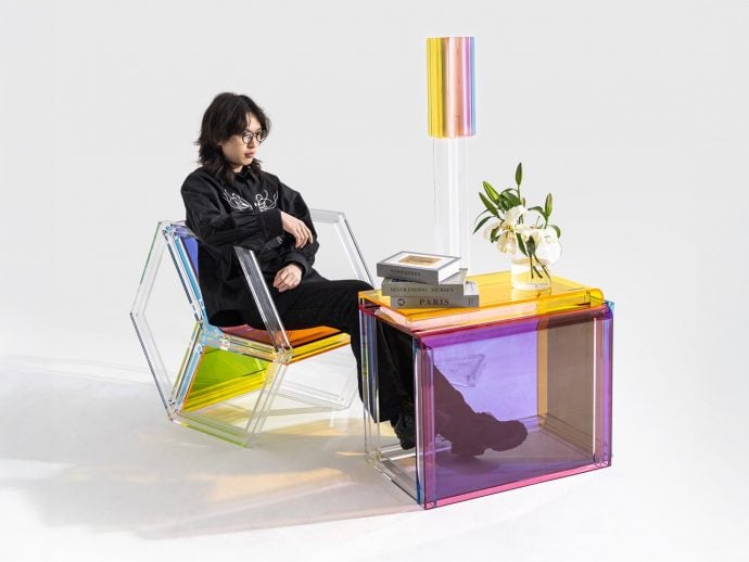 These Transparent Rolling Chairs Turn Your Living Room Into a Moving Color Canvas