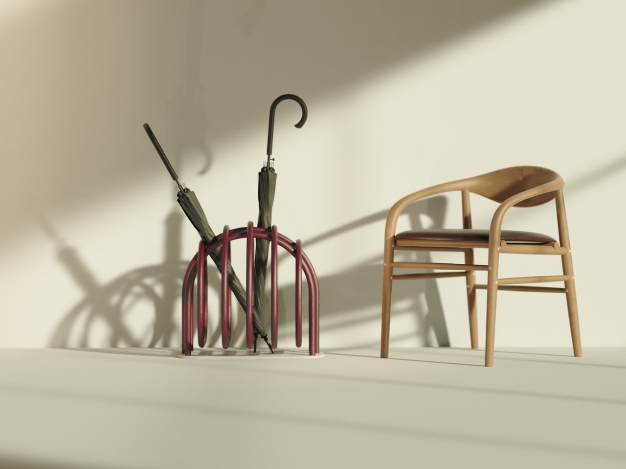 This Looped Umbrella Stand Soaks Up Rain and Looks Like Art - Yanko Design