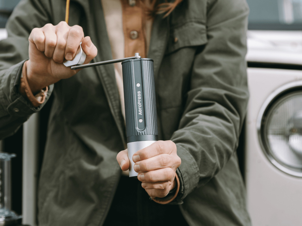 AeroPress Made a Coffee Grinder That Fits Inside the Plunger - Yanko Design