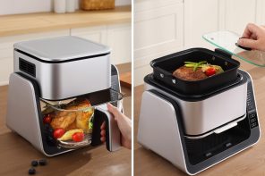 This Air Fryer Flips 180° To Transform Into An Electric Cooktop