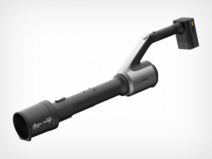 This Cordless Leaf Blower Looks Like A Sci-Fi Weapon, But Does The Job Effortlessly