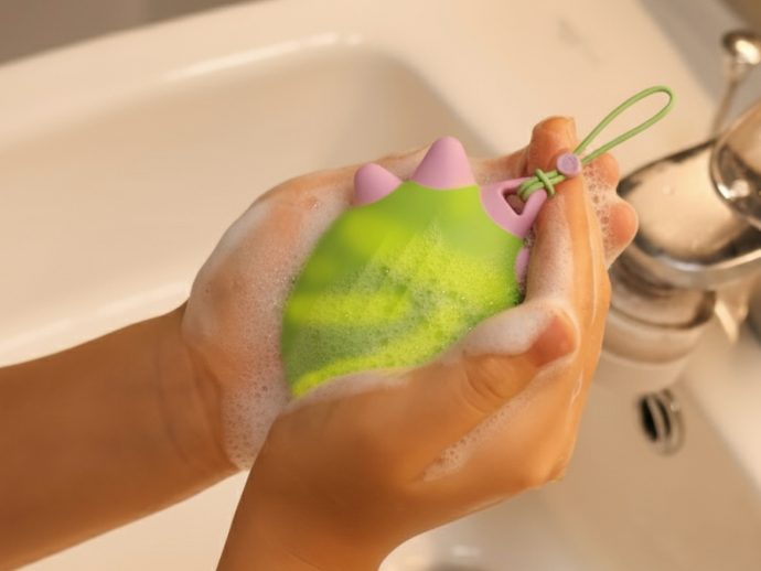 Dinoosh Dispenses Dino Paw Print Soap, Changes Color When Done