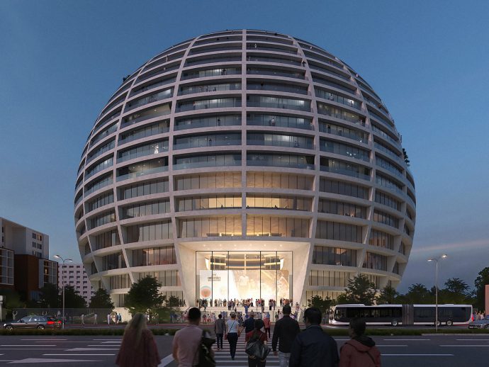 MVRDV’s Spherical Grand Ballroom Redefines Mixed-Use Architecture in Tirana