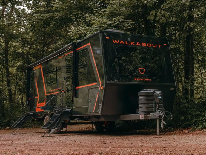 Walkabout 26 Max travel trailer impresses with sliding atrium-style ceiling, toy hauling capability