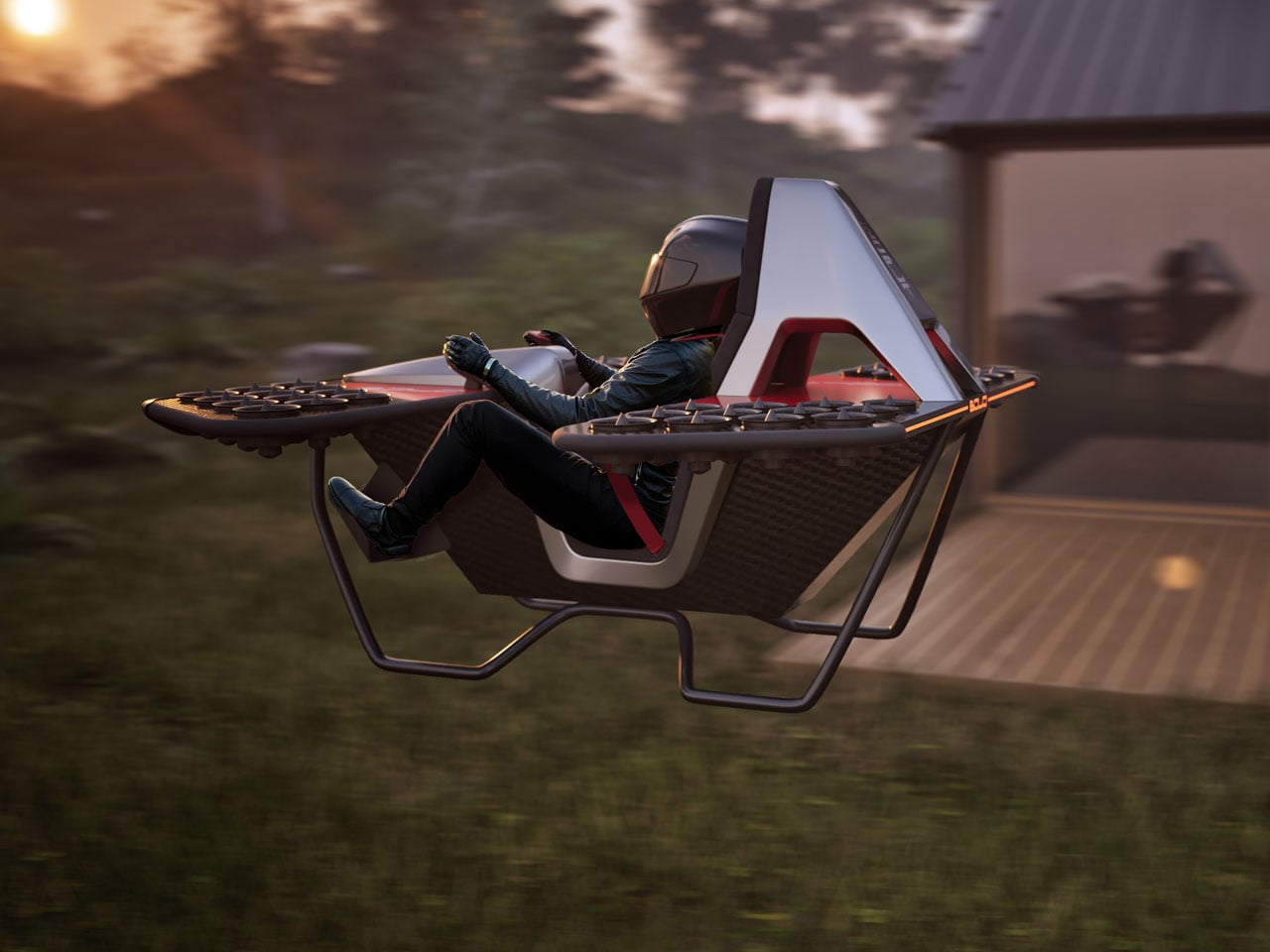 LEO Solo Jetbike, powered by 48 fans and electric propulsion, can fly you solo at 60 mph for 15 minutes - Yanko Design