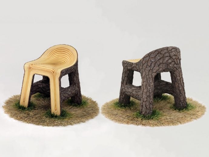 This Wood Chair Appears to Sprout From Grass, Where Art and Nature Converge
