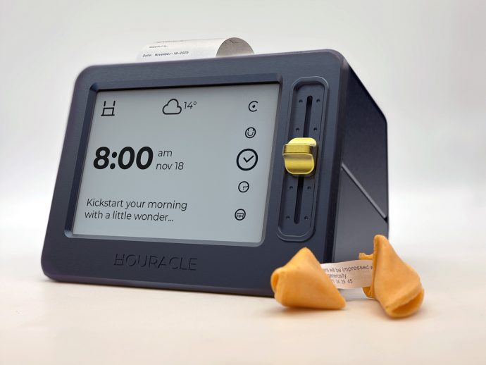 This E Ink Clock Prints Fortunes and Jokes on Paper Slips