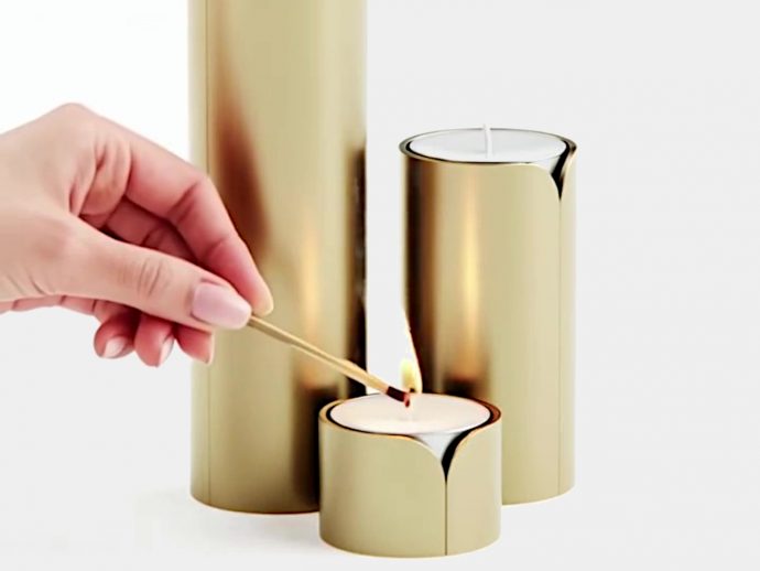 TOLO Stacks Tea Lights in a Vertical Tube Like Polo Mints