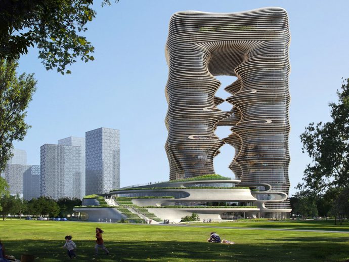 ZHA’s Dramatic Canyon-Cut Tower Tops Out In Shenzhen’s Cultural District