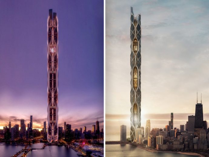 A Vertical Farm Skyscraper Reimagines Chicago’s Skyline as a Living Food Ecosystem