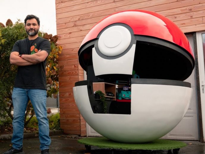 Human-Sized Pokéball Stands At 6 Feet Tall (And Has A Gaming Room Inside)