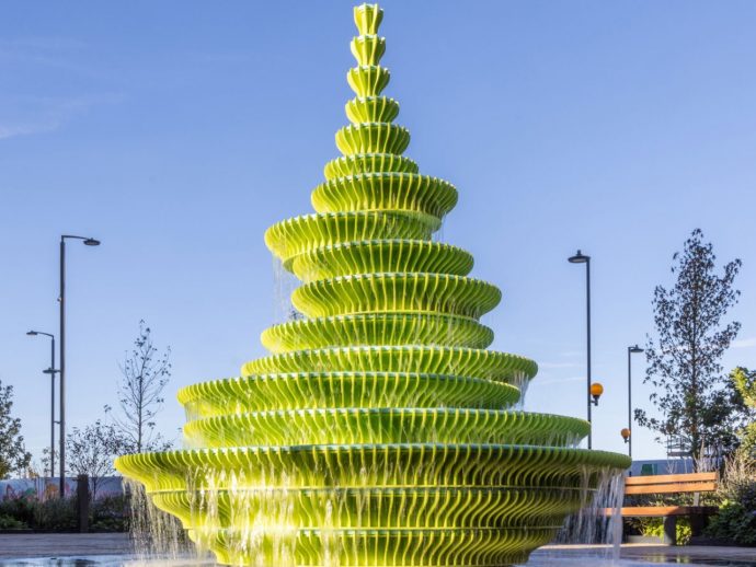 This Bright Green Fountain Just Made London’s New District Unmissable