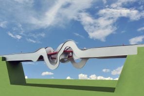 This Footbridge Has 3 Paths That Rise and Fall Through Steel Waves