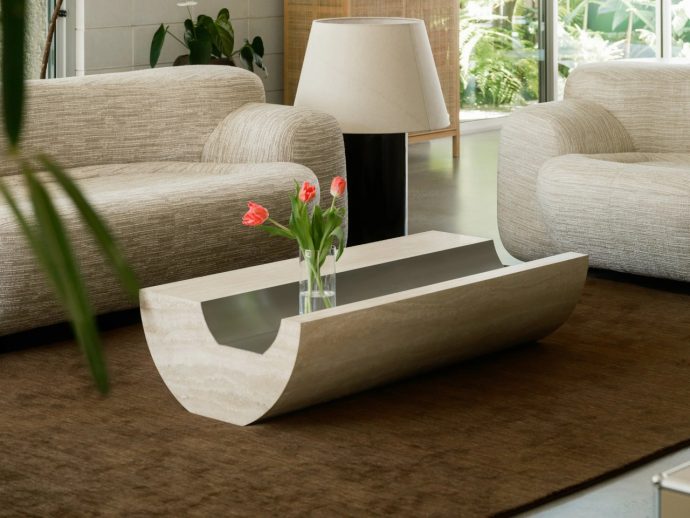 Tom Black Carves Travertine Tables That Look Like They’re Floating