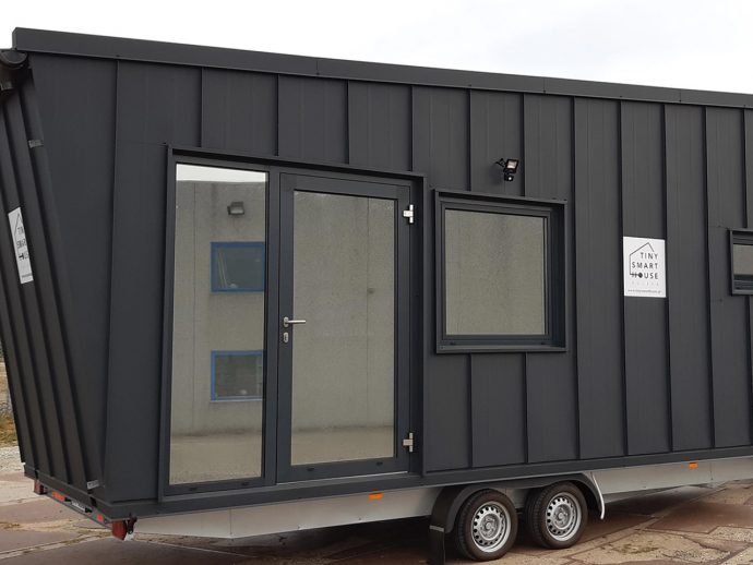 Dark Vader Tiny Home Crosses to the Dark Side of Small Living with Bold Black Design