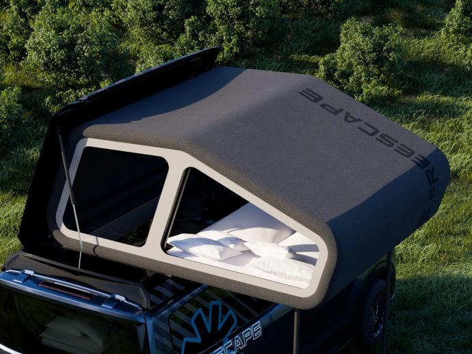Freescape puts side-extending inflatable pop-up roof on a Ford camper van