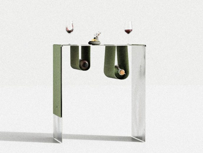 This Elegant High-Top Table Hides Wine Bottles In Its Placemats