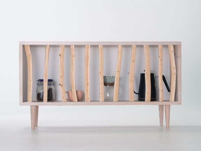 This Japanese Cabinet Uses Real Forest Branches as Doors
