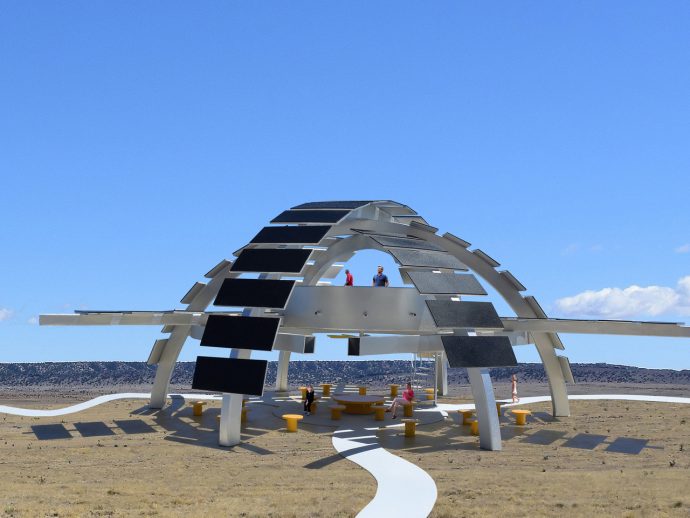 This Solar Pavilion Powers the Grid and Charges Phones from Its Seats