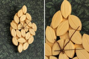 Wall-Clock inspired by a Pile Of Leaves tells time but also a Nature-inspired Visual Story