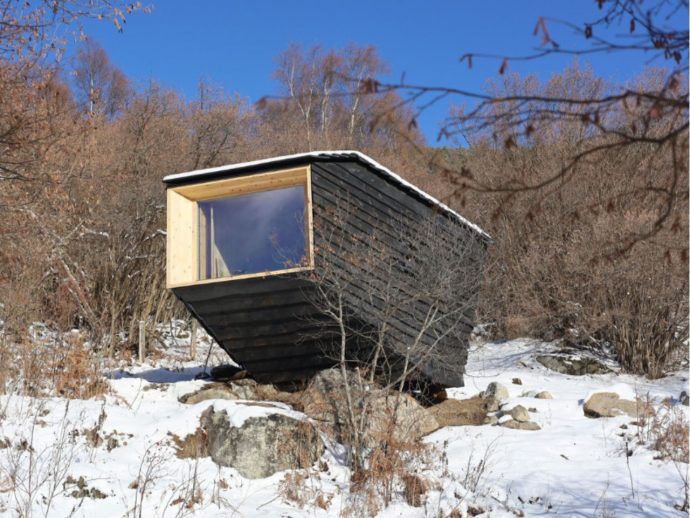 A 20-Square-Meter Boulder-Shaped Cabin That Blends Right Into The Pyrenees